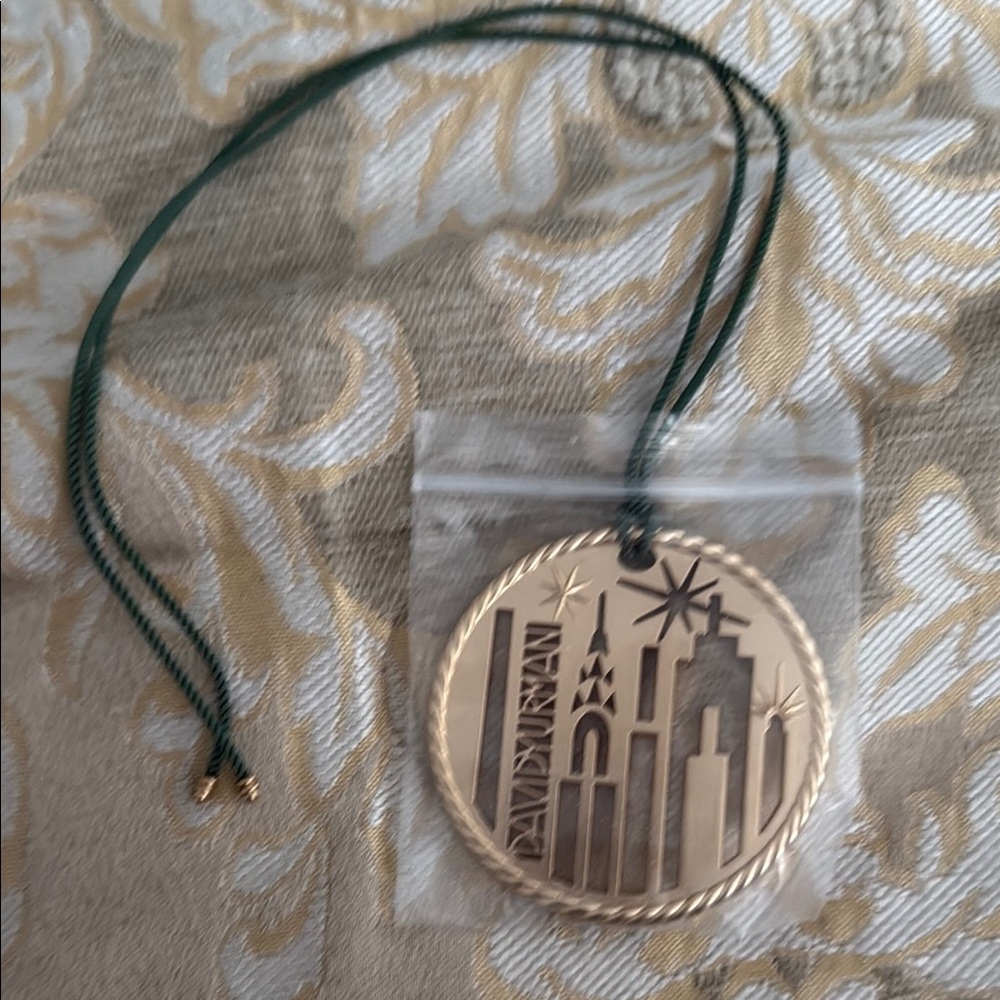 David Yurman Gold Medallion with Green Cord